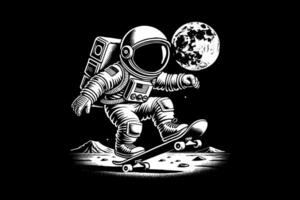 an astronaut on a skateboard with the moon in the background vector