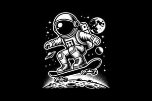 an astronaut riding a skateboard on the moon vector