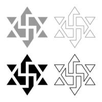 Raelism symbol David star of the galaxy Raeliteli set icon grey black color solid fill outline contour line vector