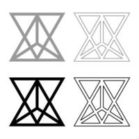 Star tetrahedron Sacred geometry set icon grey black color solid fill outline contour line thin style vector