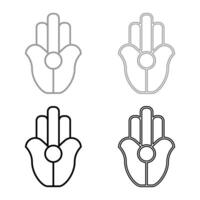Symbol Natib Qadish Kappu palm Hamsa Levantian neo paganism neopaganism religious symbol Hand indian paganism set icon grey black color solid fill outline contour line thin style vector