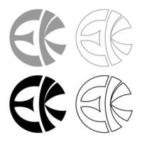 Symbol Eckankar religion EK set icon grey black color solid fill outline contour line thin style vector