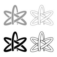 Atheism symbol sign set icon grey black color solid fill outline contour line thin style vector