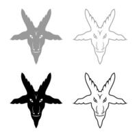 Head goat Symbol Satanism of Lavaeus Sigil of Baphomet sign set icon grey black color solid fill outline contour line thin style vector