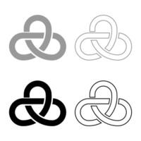 Gordian knot Sacred geometry symbol set icon grey black color solid fill outline contour line thin style vector