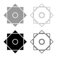 Symbol Rub el Hizb Islam Ramadan equilibrium of static dynamic Sacred geometry set icon grey black color solid fill outline contour line thin style vector