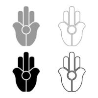 Symbol Natib Qadish Kappu palm Hamsa Levantian neo paganism neopaganism religious symbol Hand indian paganism set icon grey black color solid fill outline contour line vector