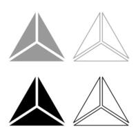 Pyramid shape triangle view from above Sacred geometry set icon grey black color solid fill outline contour line thin style vector