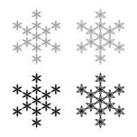 Flower of life Sacred geometry set icon grey black color solid fill outline contour line vector