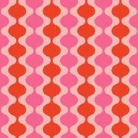 Minimalist seamless pattern in shades of red and pink, inspired by the 60s and 70s. Features smooth, oval vertical shapes. Modern abstract background illustration. vector