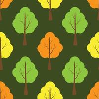 Seamless pattern with colorful trees in green background vector