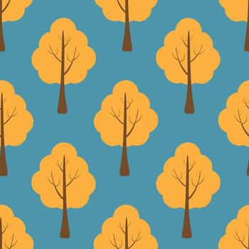 sin costura modelo con naranja arboles en otoño vector