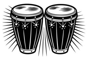Two congas in a stylized black and white design. vector