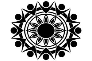 Ornate circular design featuring interconnected figures. vector