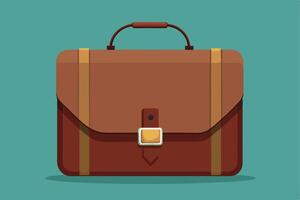 Flat Illustration of a Brown Leather Briefcase vector