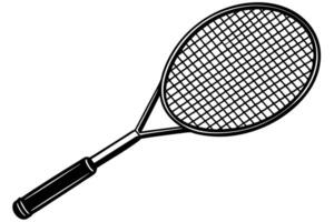 Simple black and white tennis racket graphic design. vector
