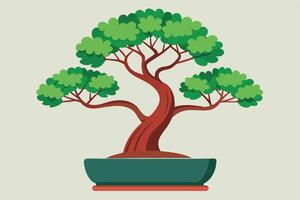 Vibrant Bonsai Tree Illustration in Adobe Illustrator vector