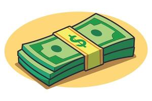 Cartoon Illustration of a Stack of Money vector