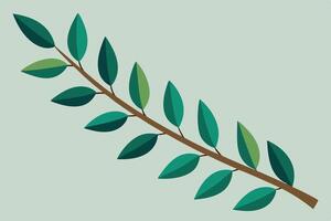 A Flat design illustration of a leafy branch. vector