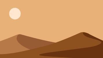 Landscape scenery of sand desert with dunes. Panoramic view of sahara desert at noon with sun and towering dunes.Illustration of scenic arid desert with hot weather vector