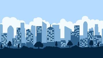 Cityscape of skyline building in the downtown. Scenery of the city landscape with apartment and skyscrapers architecture.Illustration of a scenic cloudscape over the city with office buildings vector