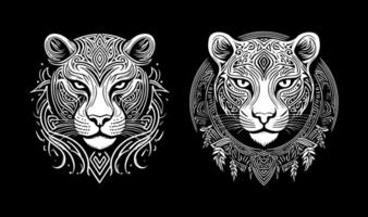 Mystic Jaguar with tribal patterns vector
