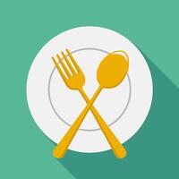 Plate with Spoon and Fork vector