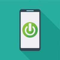 Mobile Phone with Green Power Icon vector