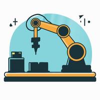 Robot arm assembling machine parts vector