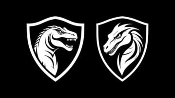 Komodo Dragon angry in shield vector