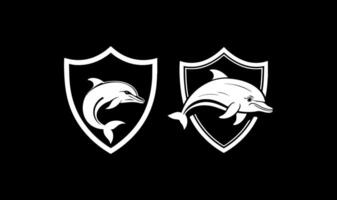 Dolphin angry in shield vector