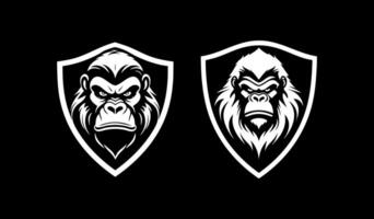 Gorilla angry in shield vector