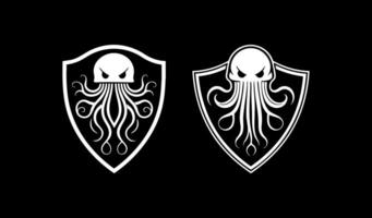 Jellyfish angry in shield vector
