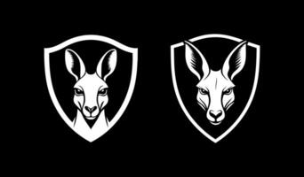 Kangaroo angry in shield vector