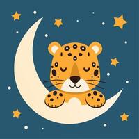 Leopard with Crescent Moon vector