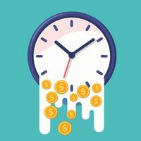 melting clock turning into coins vector