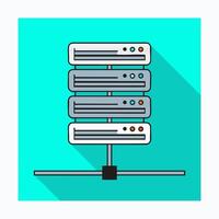 Stacked servers with connection lines vector