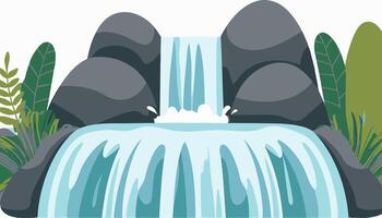 Waterfall cascading through rocks vector