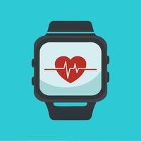 smartwatch screen showing steps and heart rate vector