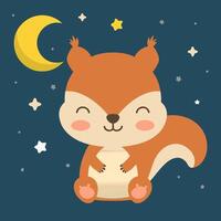 Squirrel with Crescent Moon vector
