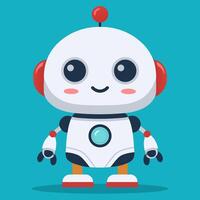 small cute robot with a friendly expression vector
