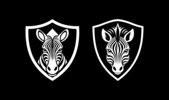 Zebra angry in shield vector