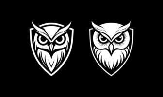 Owl angry in shield vector