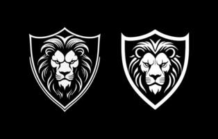 Lion angry in shield vector