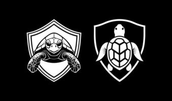 Sea Turtle angry in shield vector