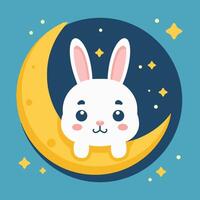 Rabbit with Crescent Moon vector