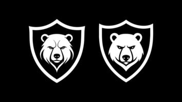 Polar Bear angry in shield vector