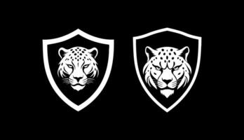 Snow Leopard angry in shield vector