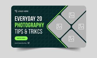 Photography thumbnail banner design, editable EPS 10 file format, customizable cover banner, trendy photography thumbnail banner design vector