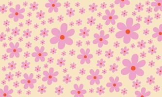 A pink and orange flower pattern on a beige background vector